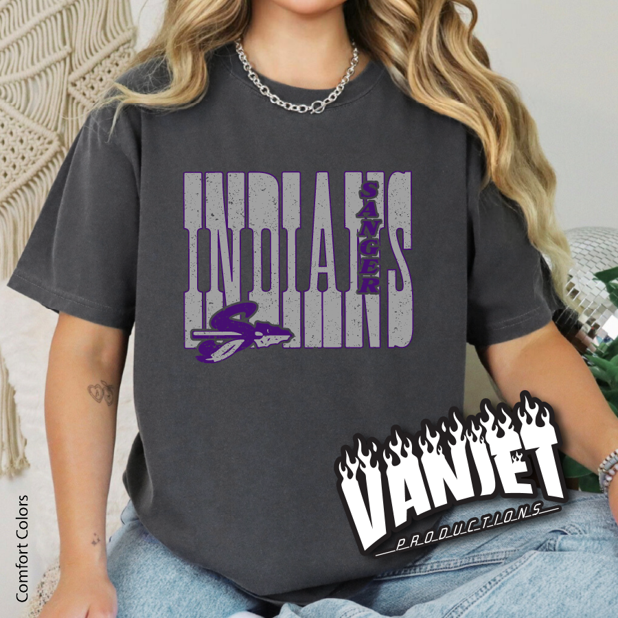 Sanger Indians Block Graphic Tee – Sanger TX Spirit Wear Shirt