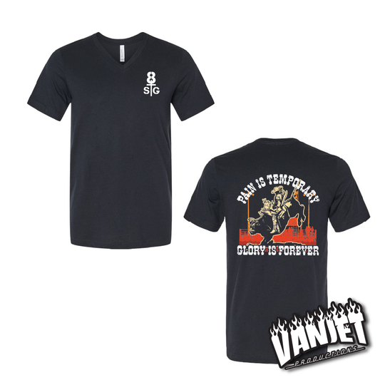 8 Seconds - Pain is Temporary - V-Neck Tee