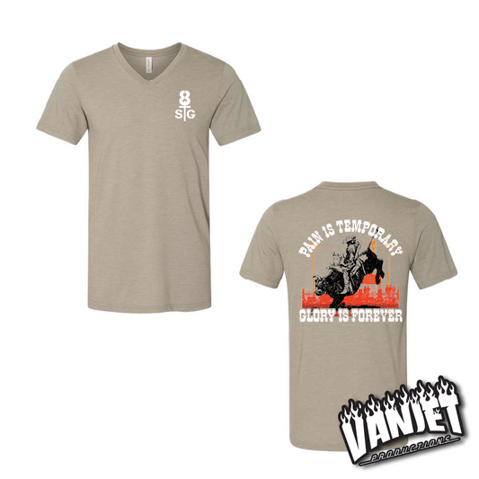 8 Seconds - Pain is Temporary - V-Neck Tee