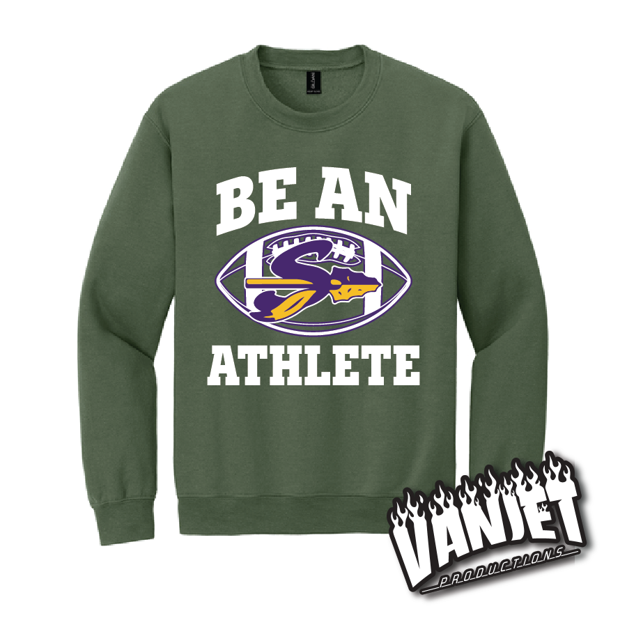 Sanger Indians Be An Athlete Football Crewneck Sweatshirt  – Sanger TX Spirit Wear