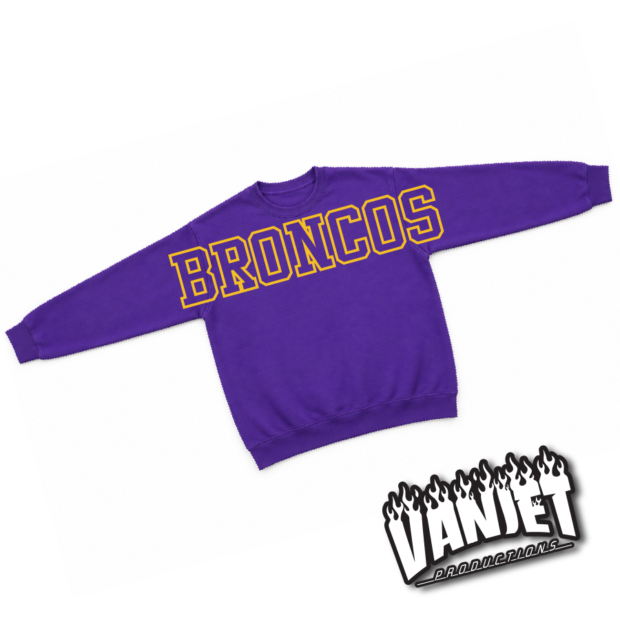 Denton Broncos Full Spirit Crewneck Sweatshirt  – Denton TX Spirit Wear