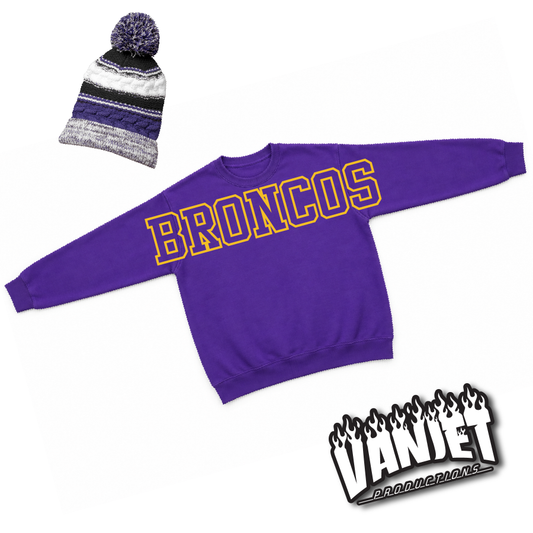 Denton Broncos Full Spirit Crewneck Sweatshirt  – Denton TX Spirit Wear