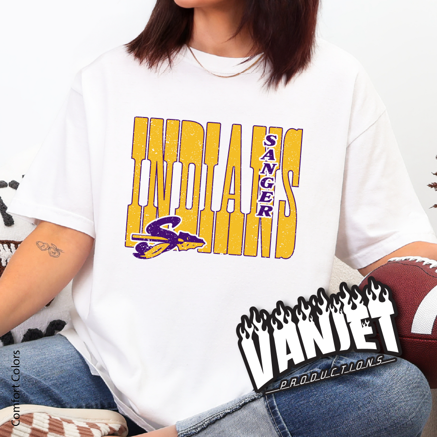 Sanger Indians Block Graphic Tee – Sanger TX Spirit Wear Shirt
