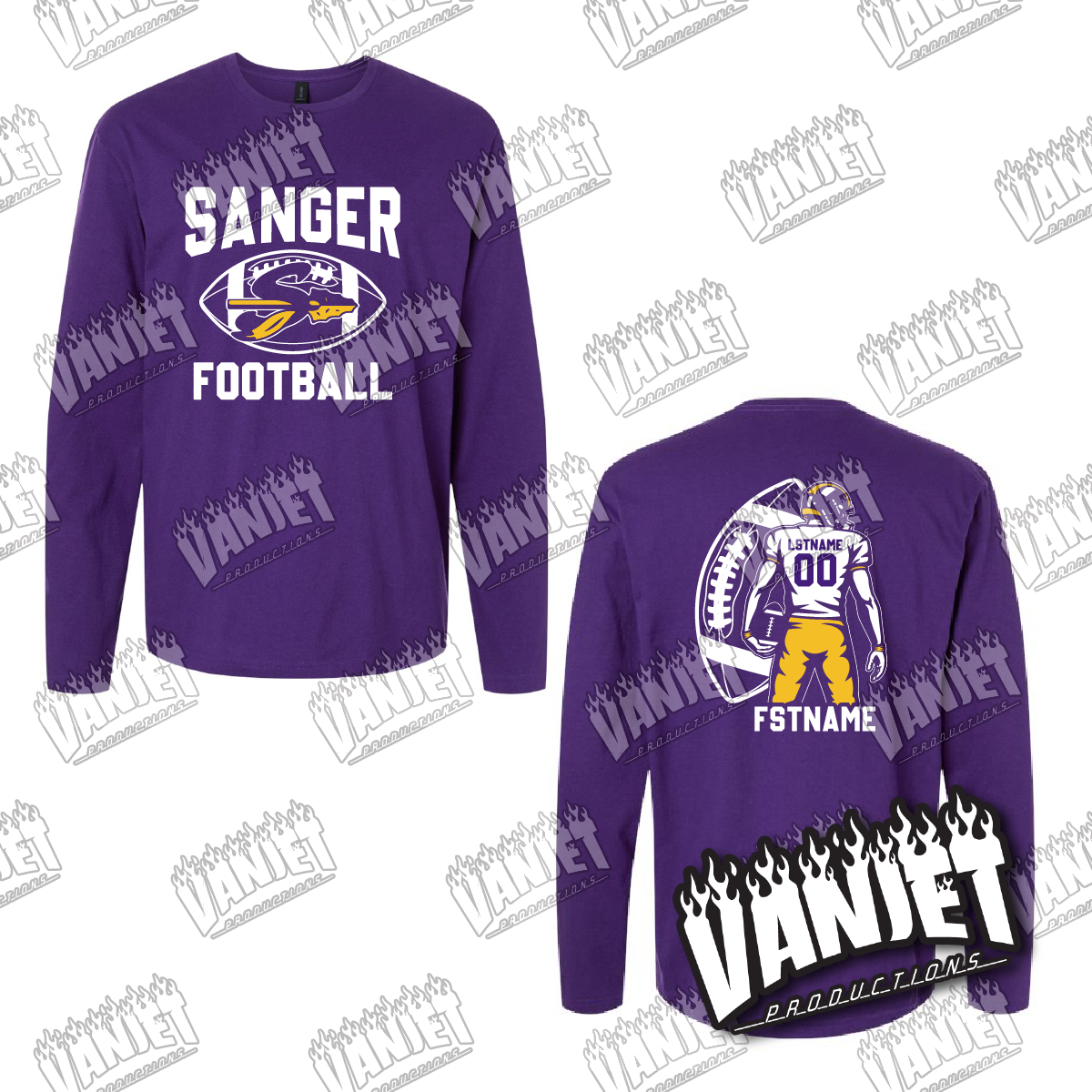 Sanger Indians Custom Football Longsleeve Tee – Sanger TX Spirit Wear Shirt