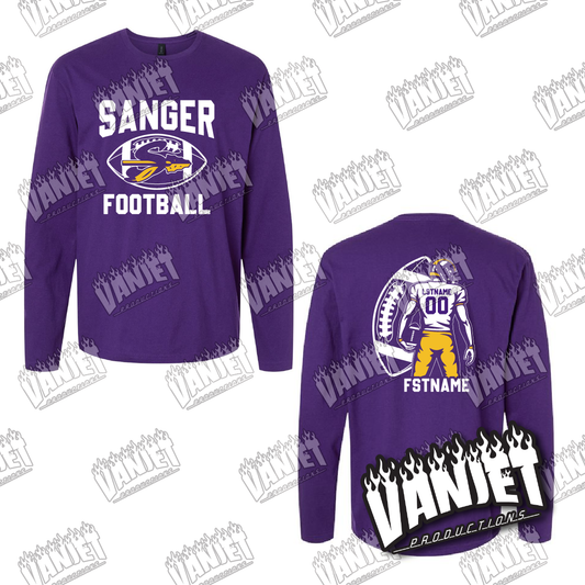 Sanger Indians Custom Football Longsleeve Tee – Sanger TX Spirit Wear Shirt