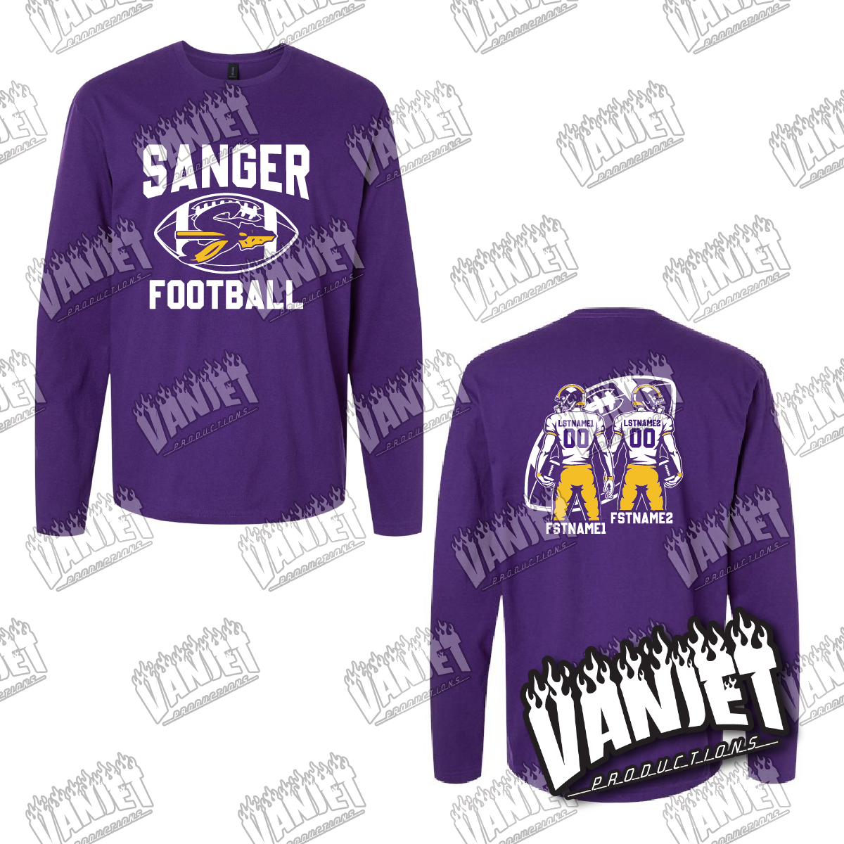 Sanger Indians Custom Football Longsleeve Tee – Sanger TX Spirit Wear Shirt