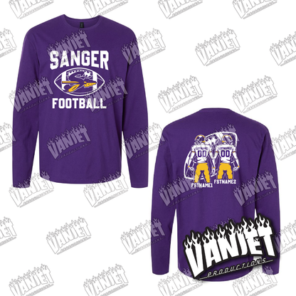 Sanger Indians Custom Football Longsleeve Tee – Sanger TX Spirit Wear Shirt