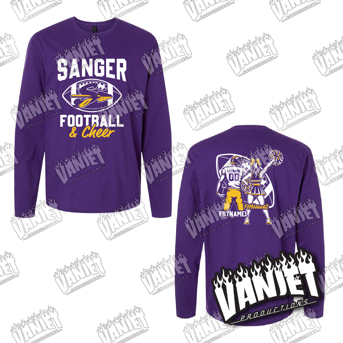 Sanger Indians Custom Football Longsleeve Tee – Sanger TX Spirit Wear Shirt