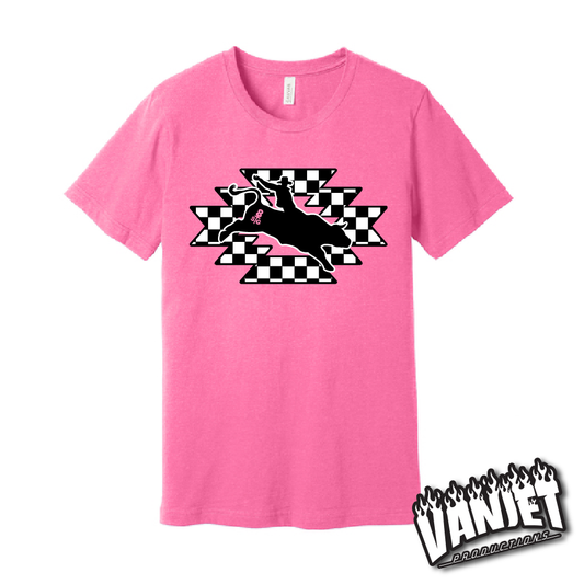 8 Seconds to Glory - Checkered Bull Rider Tee