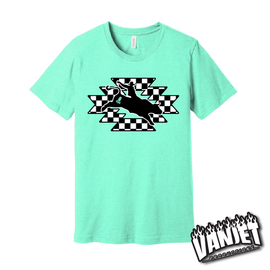 8 Seconds to Glory - Checkered Bull Rider Tee