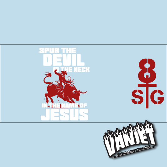8 Seconds to Glory “Spur the Devil” UV DTF Cup Wrap
