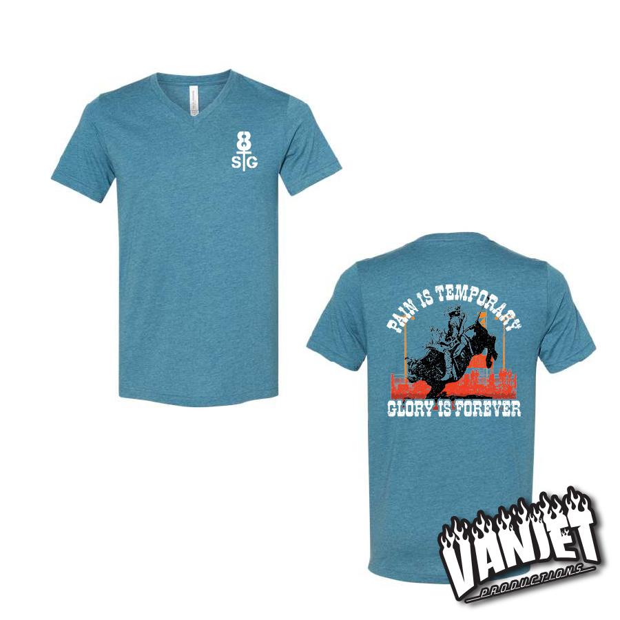 8 Seconds - Pain is Temporary - V-Neck Tee