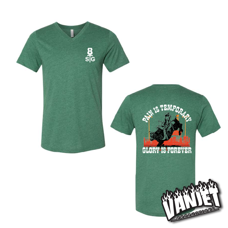 8 Seconds - Pain is Temporary - V-Neck Tee