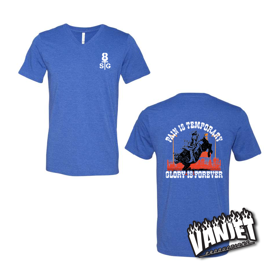 8 Seconds - Pain is Temporary - V-Neck Tee
