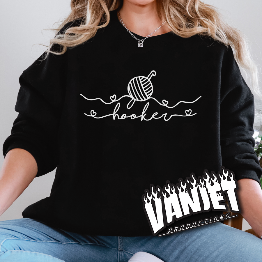 The Flock “Hooker” Crochet Crewneck Sweatshirt – Funny Crochet Graphic