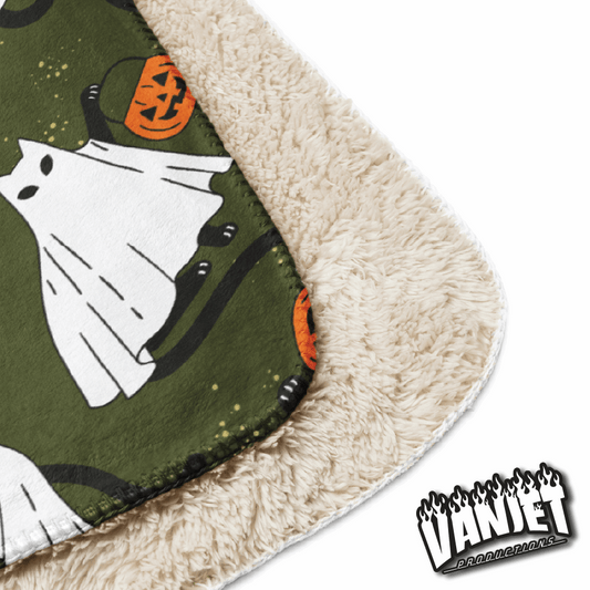 The Flock - Ghost Cat and Jack Pattern Sherpa Blanket