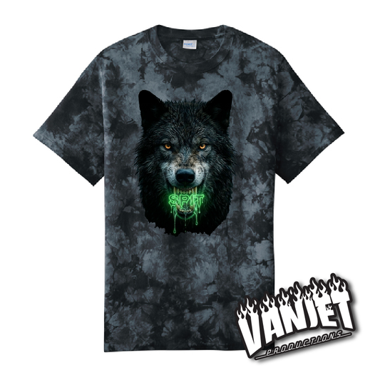 SPIT Wolf Tee – Black Cloud Tie-Dye